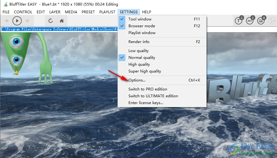 blufftitler 3D视频制作软件_中文界面软件_blufftitler 中文设置教程