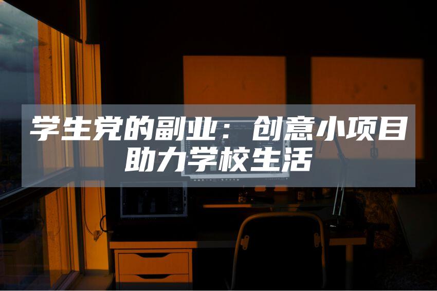 学生党的副业：创意小项目助力学校生活